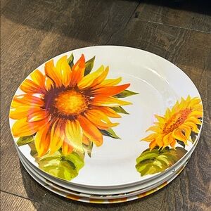 Sunflower By Royal Norfolk Stoneware Dinner Plates Set Of 6 Bright Flowers